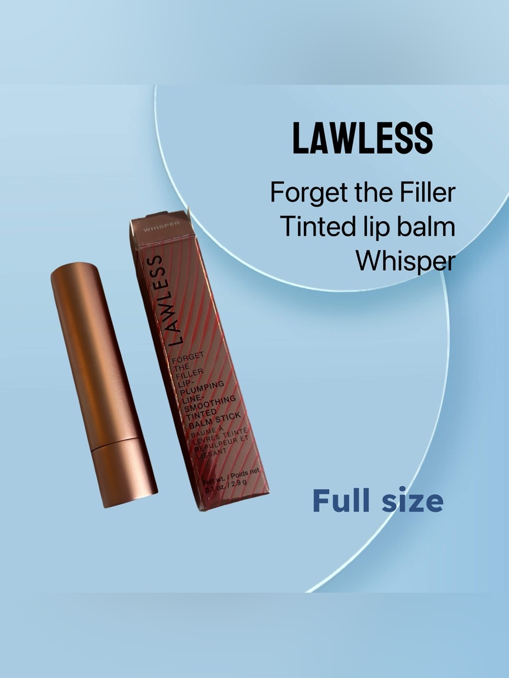 🇺🇸🆕NIB LAWLESS |FULL| Forget the Filler Lip-Plumping Tinted Lip Balm - Whisper